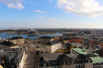 View of Opera House & Amalienborg Palace from roof of Frederik's Church